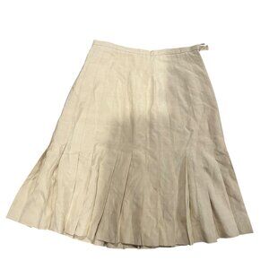 Dana Buchman Silk Cream Pleated Midi Skirt | Size 10